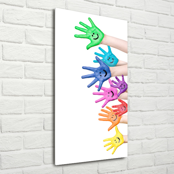 Glasbild vertikales Bemalte Hände