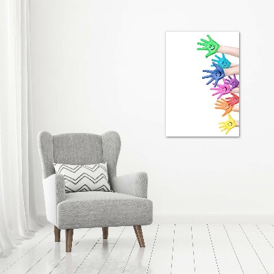 Glasbild vertikales Bemalte Hände