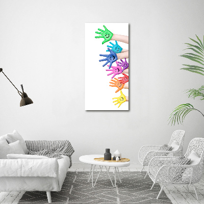 Glasbild vertikales Bemalte Hände