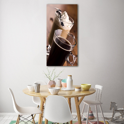 Glasbild vertikales Frappé-Kaffee