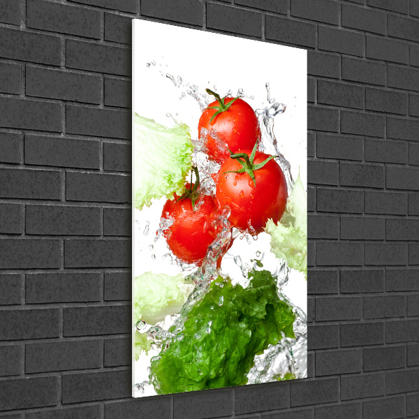 Bild aus glas vertikales Tomaten und Salat