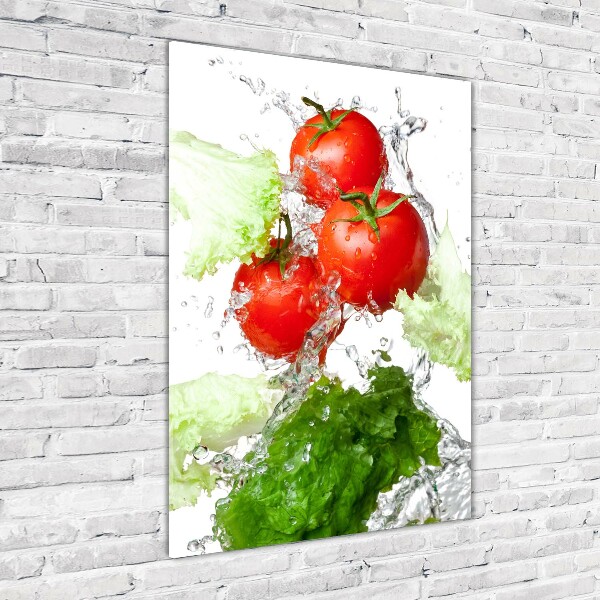 Bild aus glas vertikales Tomaten und Salat