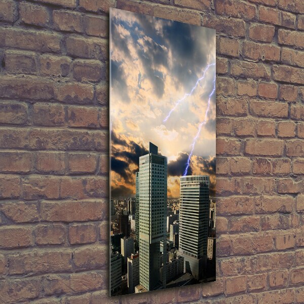Bild aus glas vertikales Sturm über Warschau