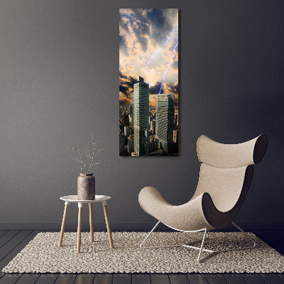 Bild aus glas vertikales Sturm über Warschau