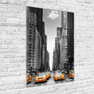 Glasbild vertikales New Yorker Taxis