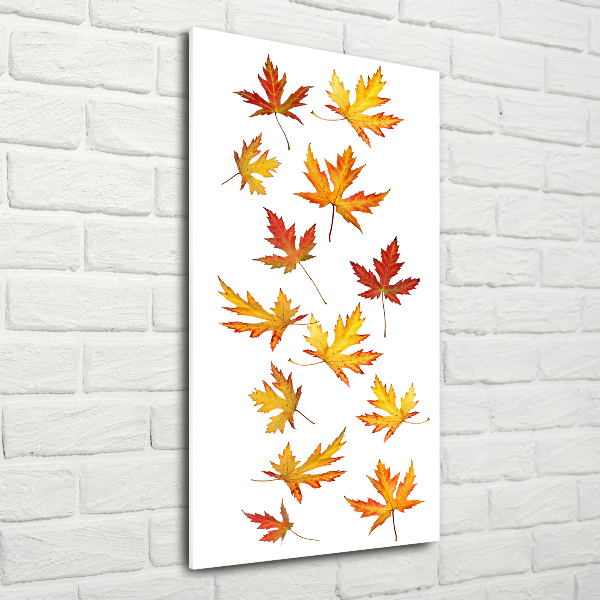 Glasbild vertikales Herbstblätter