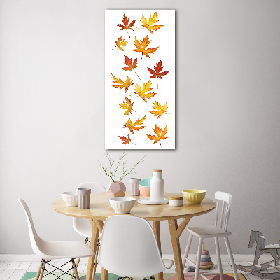 Glasbild vertikales Herbstblätter