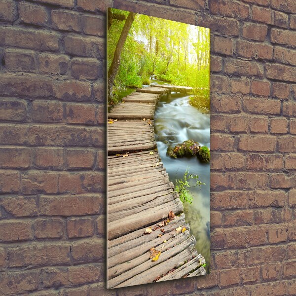 Bild aus glas vertikales Pfad im Wald