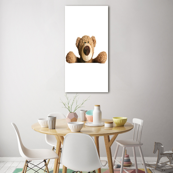 Glasbild vertikales Teddybär
