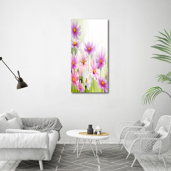 Glasbild vertikales Wildblumen