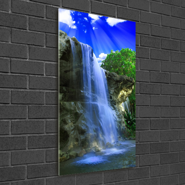 Glasbild vertikales Wasserfall