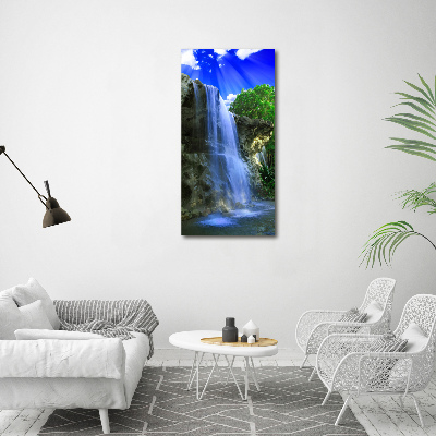 Glasbild vertikales Wasserfall