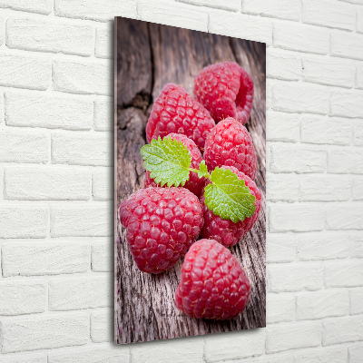 Glasbild vertikales Himbeeren