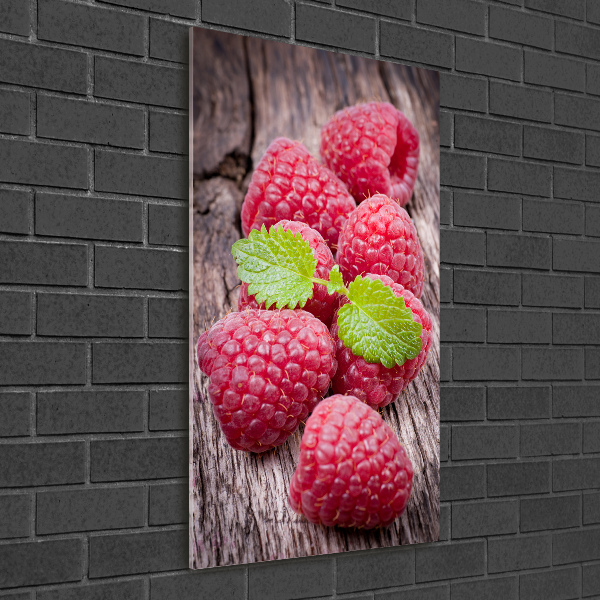 Glasbild vertikales Himbeeren