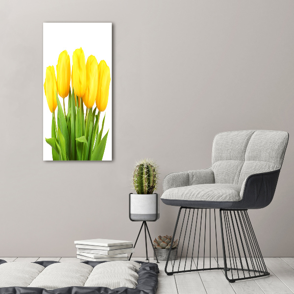 Bild aus glas vertikales Gelbe Tulpen