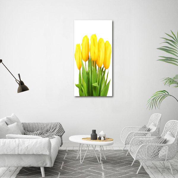 Bild aus glas vertikales Gelbe Tulpen