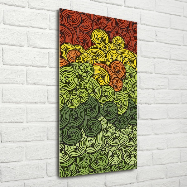 Glasbild vertikales Bunte Wellen