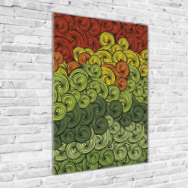 Glasbild vertikales Bunte Wellen