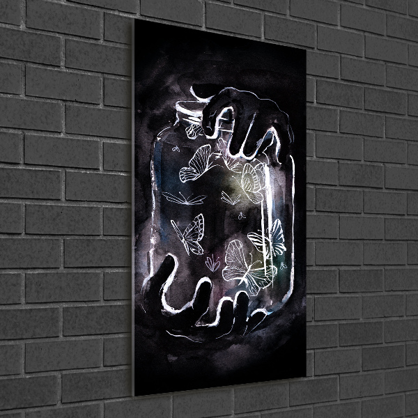 Bild aus glas vertikales Schmetterlinge im Glas