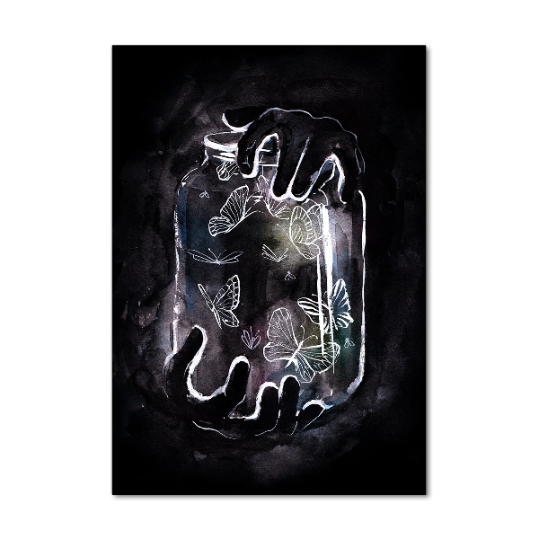 Bild aus glas vertikales Schmetterlinge im Glas