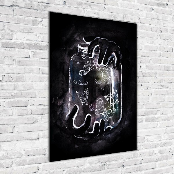 Bild aus glas vertikales Schmetterlinge im Glas