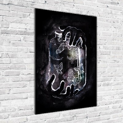 Bild aus glas vertikales Schmetterlinge im Glas