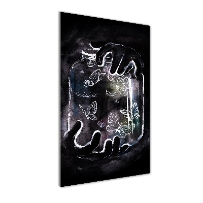 Bild aus glas vertikales Schmetterlinge im Glas