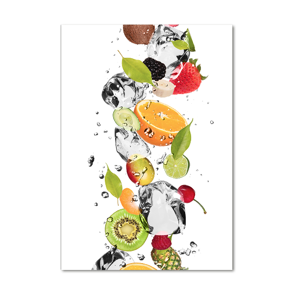 Glasbild vertikales Obst und Wasser