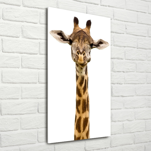Glasbild vertikales Giraffe