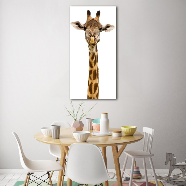 Glasbild vertikales Giraffe