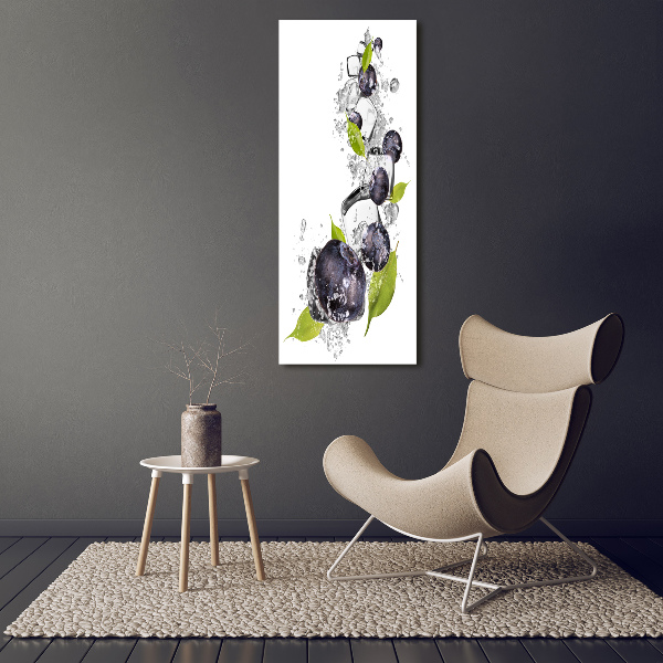 Glasbild vertikales Beeren und Eis