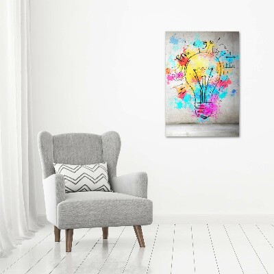 Foto auf glas vertikales bunte Glühbirne