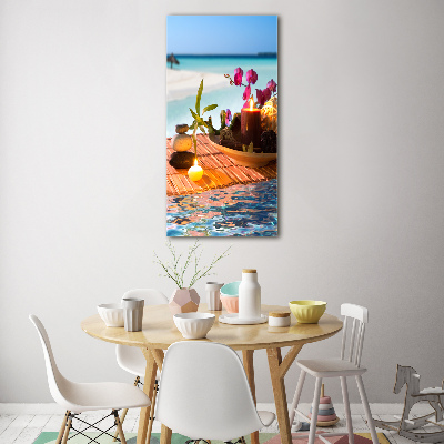 Glasbild vertikales Orchidee und Bambus