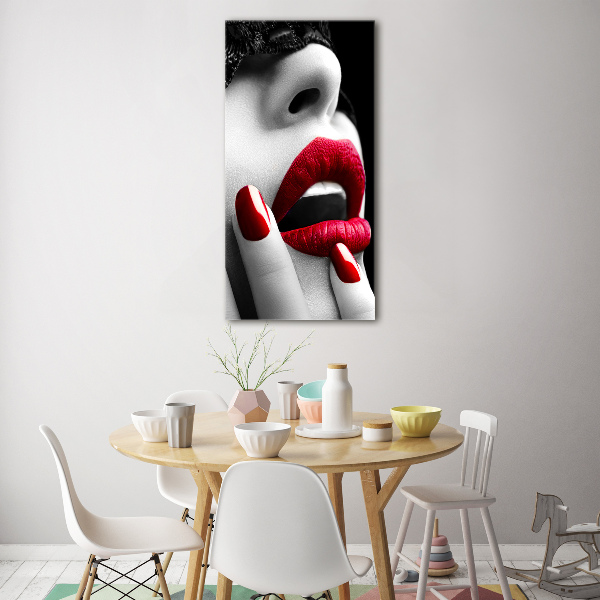 Glasbild vertikales Spitzenmaske