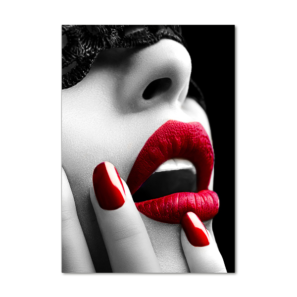 Glasbild vertikales Spitzenmaske