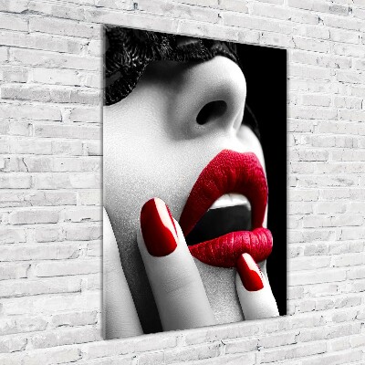 Glasbild vertikales Spitzenmaske