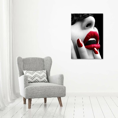 Glasbild vertikales Spitzenmaske