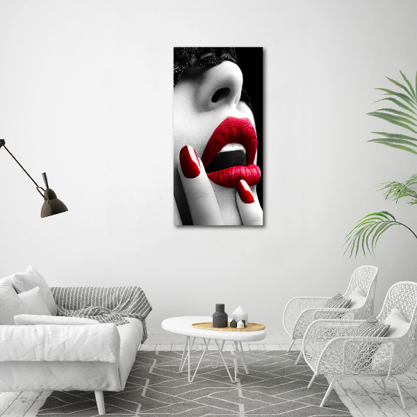 Glasbild vertikales Spitzenmaske