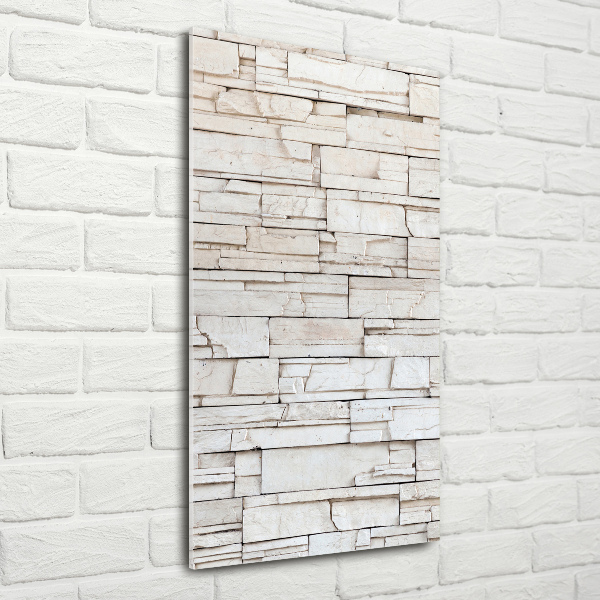 Glasbild vertikales Steinmauer