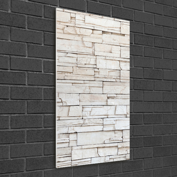 Glasbild vertikales Steinmauer