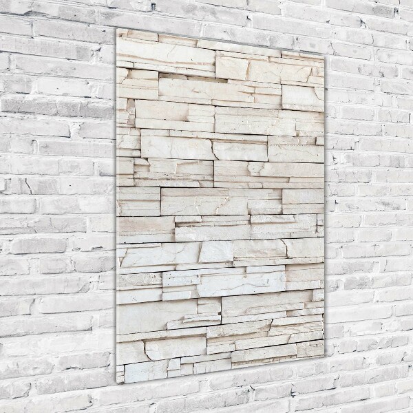 Glasbild vertikales Steinmauer