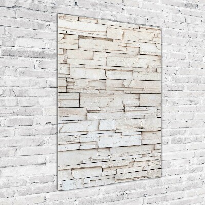 Glasbild vertikales Steinmauer