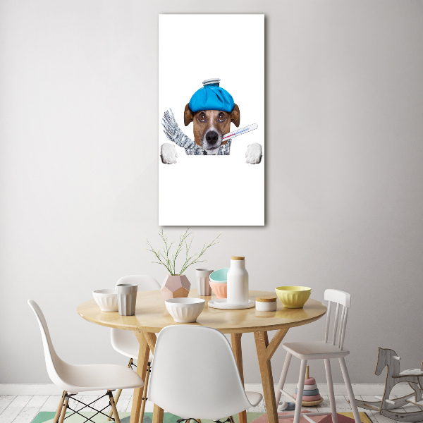 Glasbild vertikales Kranker Hund