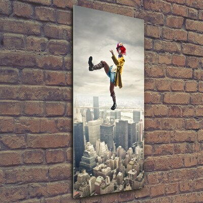 Bild aus glas vertikales Clown auf dem Seil