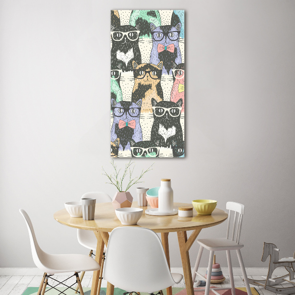 Foto auf glas vertikales Katzen mit Brille