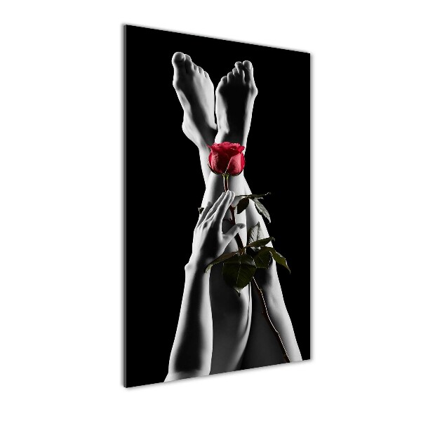 Foto auf glas vertikales Rose und Füße