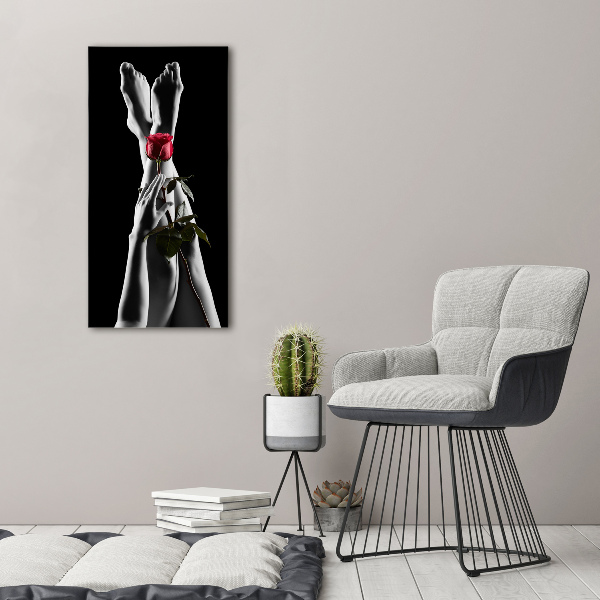 Foto auf glas vertikales Rose und Füße