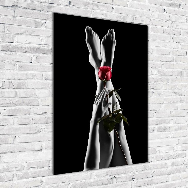 Foto auf glas vertikales Rose und Füße