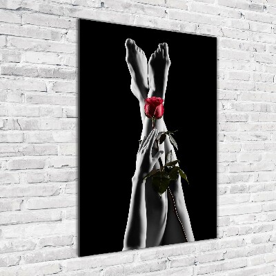 Foto auf glas vertikales Rose und Füße
