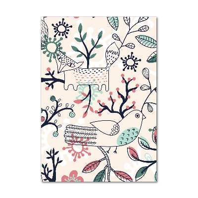 Glasbild vertikales Tiere und Blumen